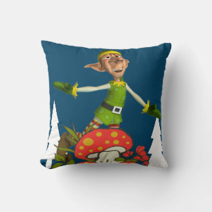Christmas Throw Pillow, Elf Mushroom Pillow