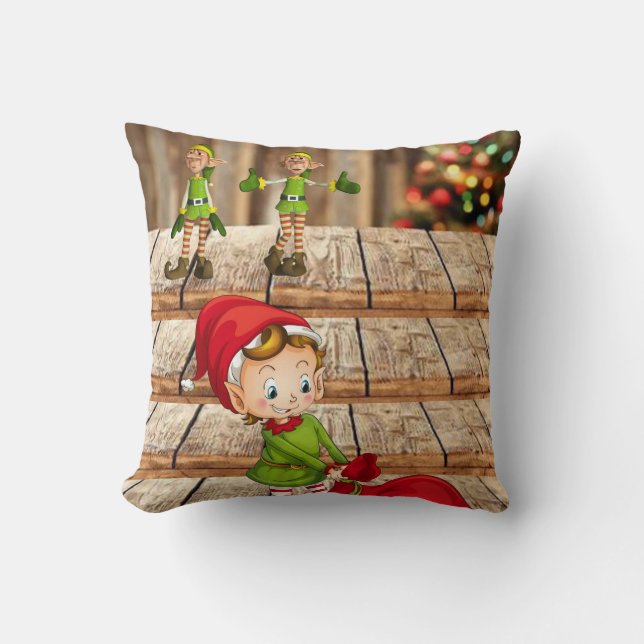 Christmas Throw Pillow, Elf Pillow (Front)