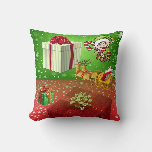 Christmas Throw Pillow, Elf Pillow (Front)