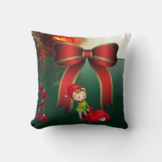 Christmas Throw Pillow, Elf Pillow (Front)