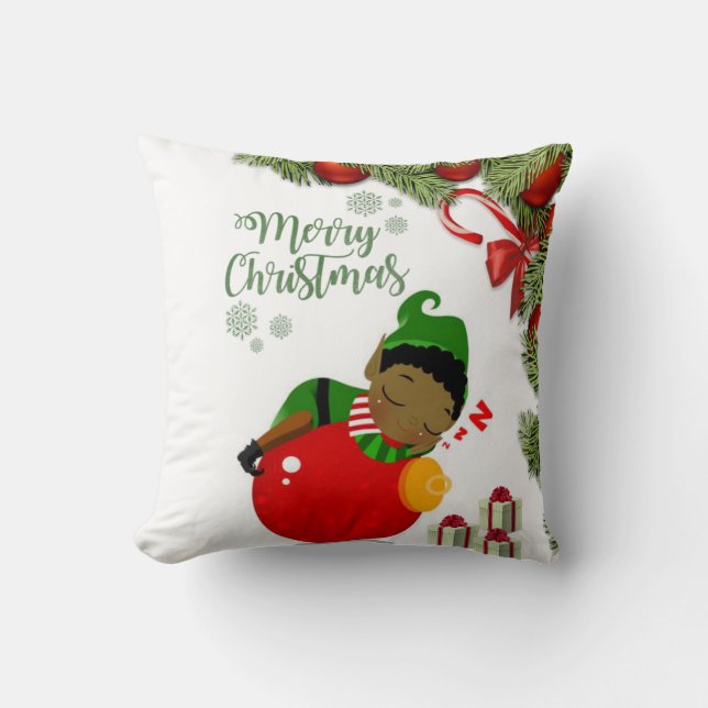 Christmas Throw Pillow, Elf Pillow (Front)