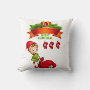 Christmas Throw Pillow, Elf Throw Pillow