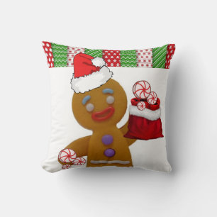 Christmas Throw Pillow, Gingerbread man Pillow
