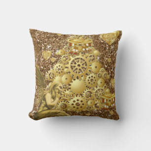 Christmas Throw Pillow, Gold Angel Throw Pillow