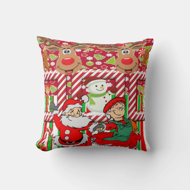 Christmas Throw Pillow, Mrs. Claus Santa Throw Pillow (Front)