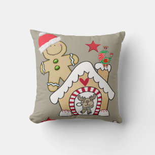 Christmas Throw Pillow, Noel Gingerbread Man  Pillow