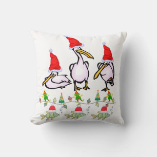 Christmas Throw Pillow, Pelican Fish  Pillow