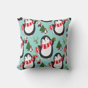 Christmas Throw Pillow, Penguin Pillow