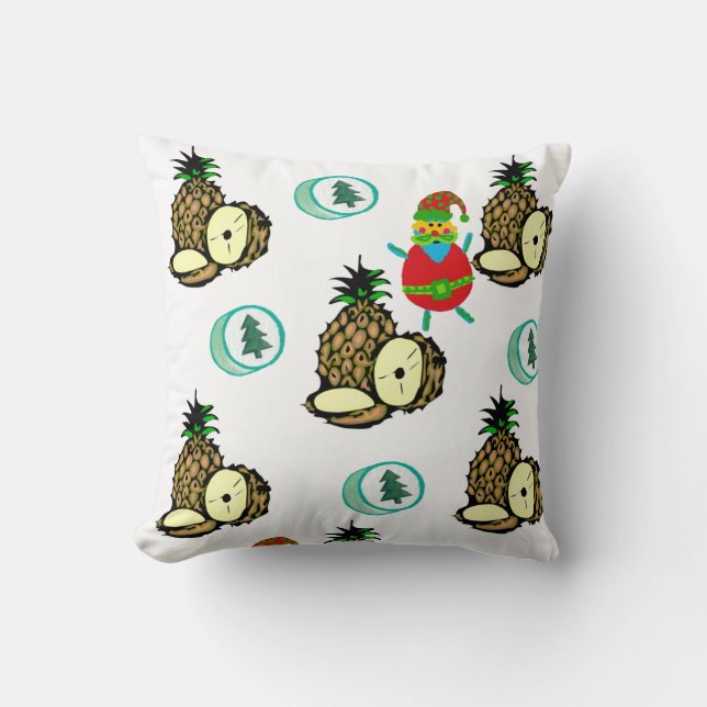 Christmas Throw Pillow, Penguin Santa Coconuts  Throw Pillow (Front)