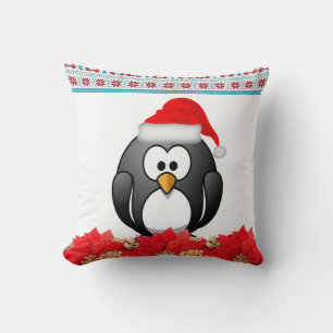 Christmas Throw Pillow, Penguin Throw Pillow