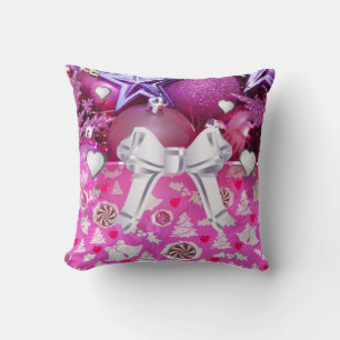 Christmas Throw Pillow, Pink Pillow