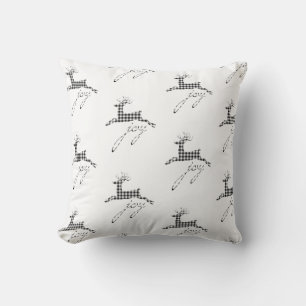 Christmas Throw Pillow-Plaid Joy Reindeer Pillow