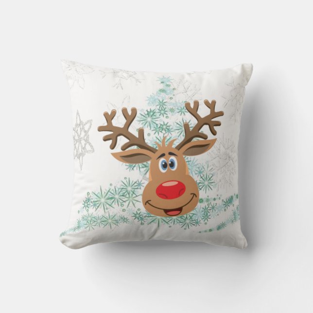Christmas Throw Pillow, Reindeer Pillow (Front)