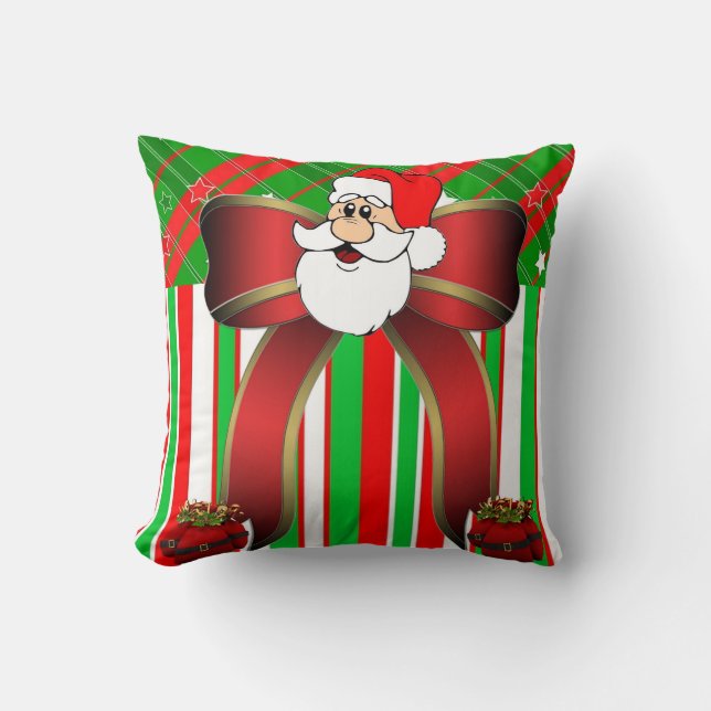 Christmas Throw Pillow, Santa Stripe Pillow (Front)