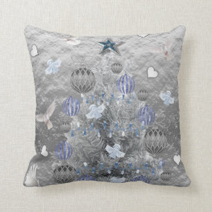Christmas Throw Pillow, Silver Tree Throw Pillow