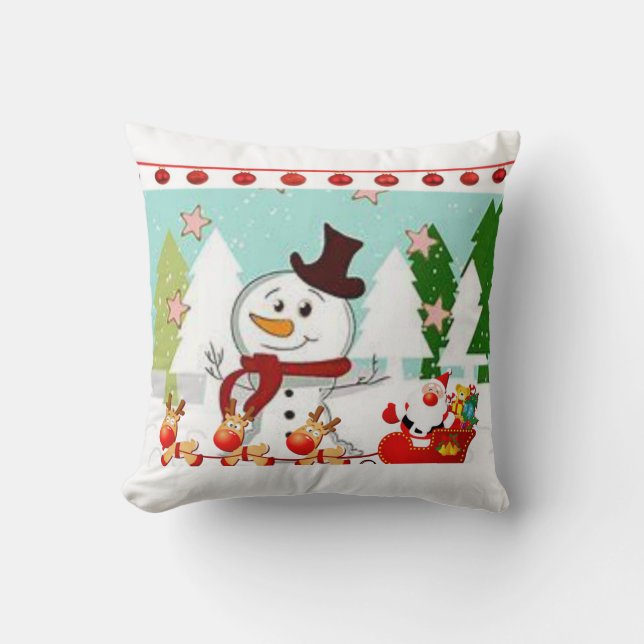 Christmas Throw Pillow Snowman (Front)