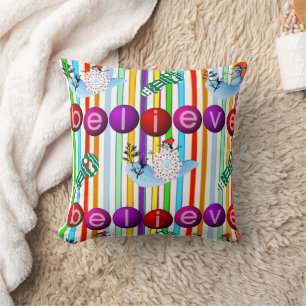 Christmas Throw Pillow, Snowman Believe Throw Pillow