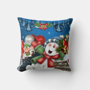 Christmas Throw Pillow, Snowman Elf Throw Pillow