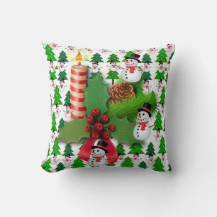 Christmas Throw Pillow, Snowman Pillow
