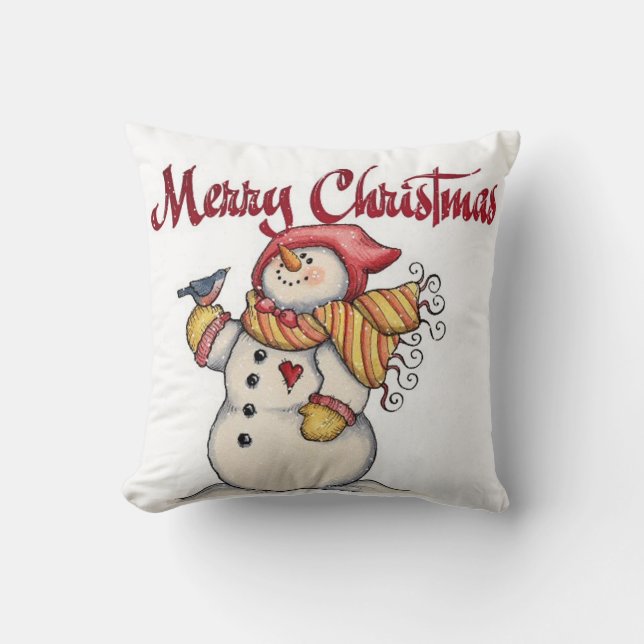 Christmas Throw Pillow/Snowman Pillow (Front)