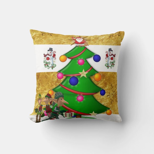 Christmas Throw Pillow, Snowman Santa Pillow (Front)