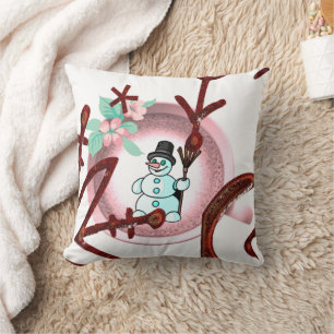 Christmas Throw Pillow, Snowman Throw Pillow