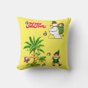 Christmas Throw Pillow, Summer Beach Bum Santa Pillow