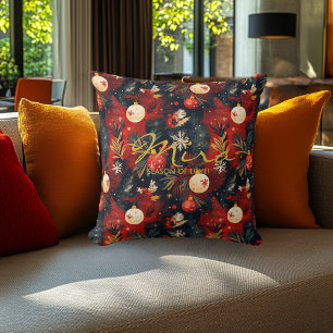 Christmas Throw Pillow with Festive Design & Quote