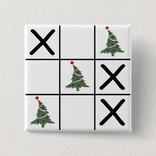 Christmas Tic Tac Toe 2 Inch Square Button