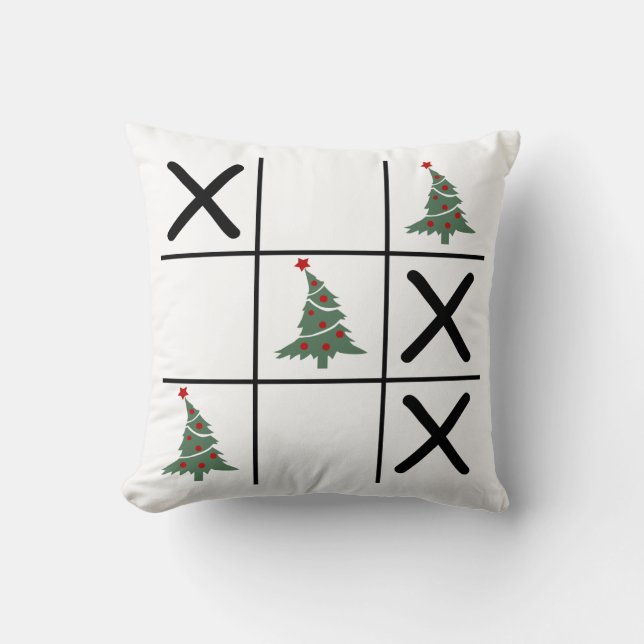 Christmas Tic Tac Toe Throw Pillow (Front)
