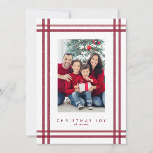 Christmas ticking stripe frame holiday multiphoto  card