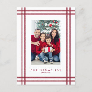 Christmas ticking stripe frame holiday photo  postcard