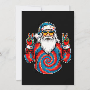 Christmas Tie Dye Santa Peace Sign Sunglasses Xmas Invitation