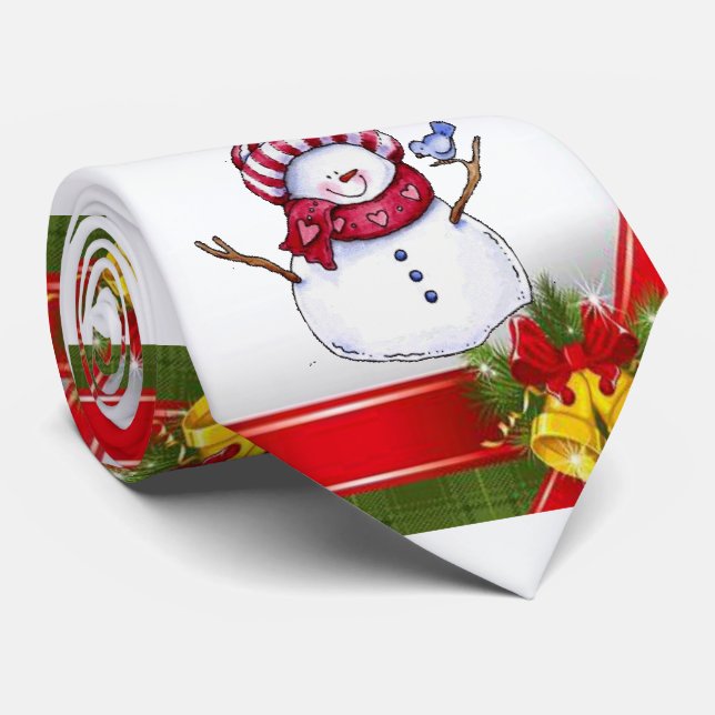 Christmas Tie, Snowman Tie (Rolled)