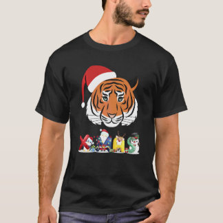 Christmas Tiger Face Tree Snow Pajama Xmas 2021  6 T-Shirt