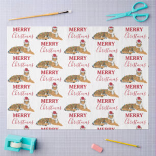 Christmas Tiger Funny Animal with Santa Hat  Tissue Paper