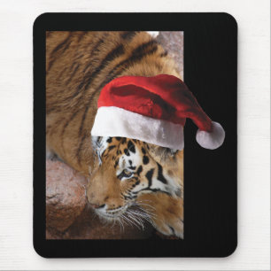 Christmas Tiger Mouse Pad