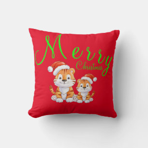  Christmas Tiger  Throw Pillow