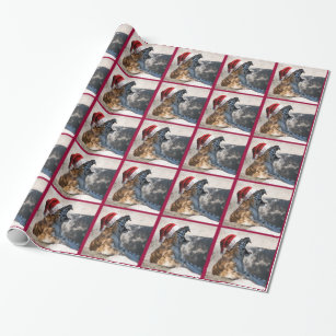 Christmas Tiger With Santa Hat Wrapping Paper