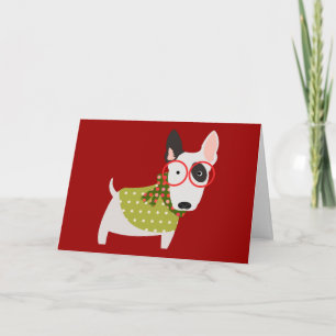 Christmas Time Bull Terrier Holiday Card