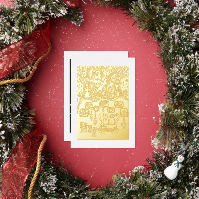 Christmas time foil holiday card (Insitu)
