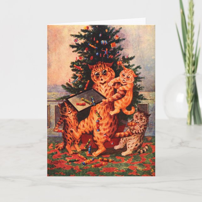 Christmas Time in Catland Louis Wain Card (Front)