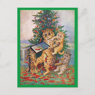 Christmas Time in Catland, Louis Wain Postcard