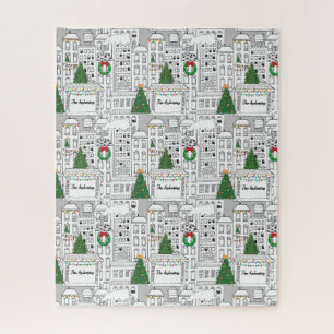 Christmas Time in the City Personalized Hand-Drawn Jigsaw Puzzle