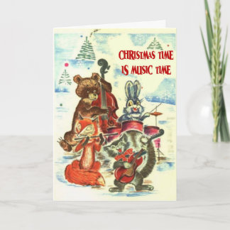 Christmas time is  music time, animal band holiday card
