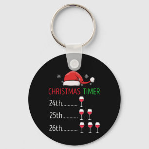 Christmas Timer Wine Countdown Funny Holiday Style Keychain