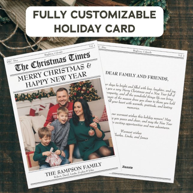 Christmas Times Family Photo Newspaper Newsletter Holiday Card (Creator Uploaded)