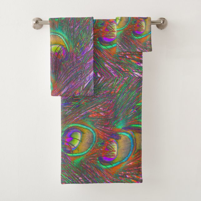 Christmas Tinsel Peacock Feathers Bath Towel Set (Insitu)