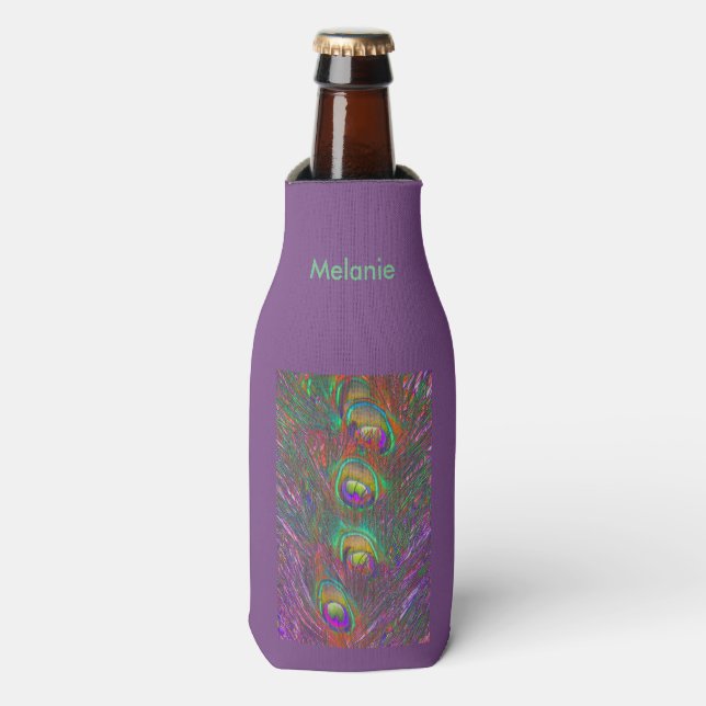 Christmas Tinsel Peacock Feathers Bottle Cooler (Bottle Front)
