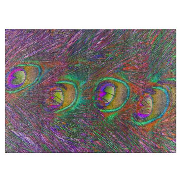 Christmas Tinsel Peacock Feathers Cutting Board (Front)